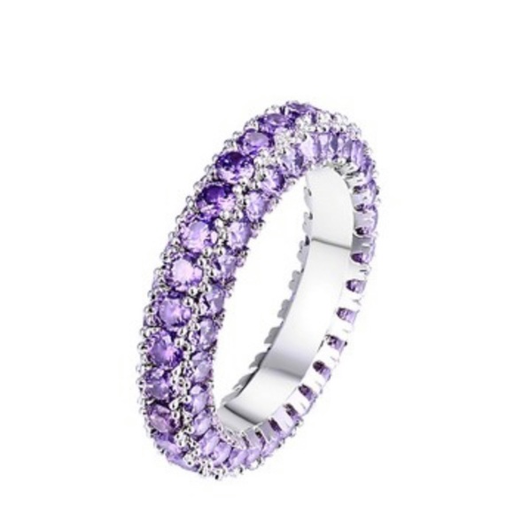 Sevil Designs - Purple Cubic Zirconia & Silvertone Brilliant-Cut Eternity Band - Picture 2 of 4